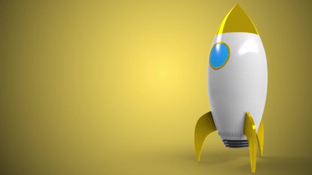 로켓 모형에 쉘 로고. 에디토리얼 컨셉 성공 관련 애니메이션 — 비디오