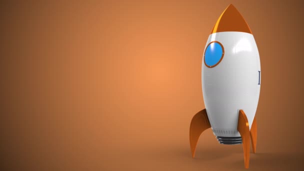 おもちゃのロケットにイングのロゴ。エディトリアル概念成功関連アニメーション — ストック動画