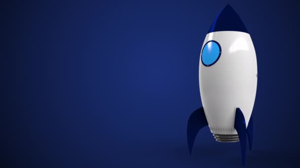 장난감 로켓에 미국 은행의 로고입니다. 에디토리얼 컨셉 성공 관련 애니메이션 — 비디오