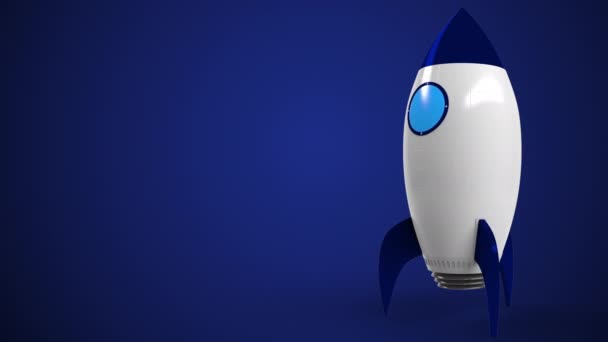 Bir roket maket üzerinde Aldi logosu. Editoryal kavramsal başarı ile ilgili animasyon — Stok video