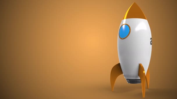 おもちゃのロケットにアマゾンのロゴ。エディトリアル概念成功関連アニメーション — ストック動画