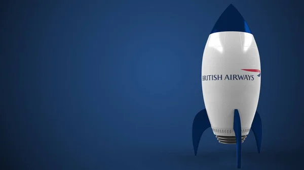 Logo British Airways proti raketovým příkopům. Redakční koncepčně související prostorové vykreslování — Stock fotografie