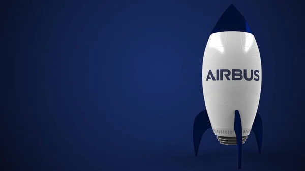 Логотип AIRBUS на игрушечной ракете. Редакционный концептуальный успех — стоковое фото