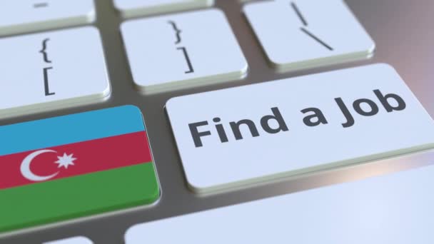 Найдите текст и флаг Азербайджана на кнопках на клавиатуре компьютера. Концептуальная 3D анимация — стоковое видео