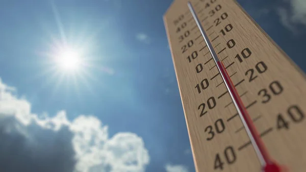 Kültéri hőmérő eléri a mínusz öt-5 fokos Celsius fok. Időjáráselőrejelzés kapcsolódó 3D renderelés — Stock Fotó