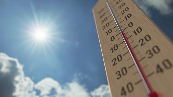 El termómetro exterior alcanza 0 cero. Pronóstico del tiempo relacionado 3D rendering —  Fotos de Stock