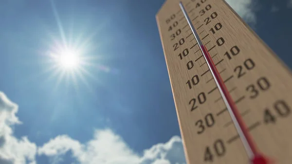 El termómetro exterior alcanza los 5 grados centígrados. Pronóstico del tiempo relacionado 3D rendering —  Fotos de Stock