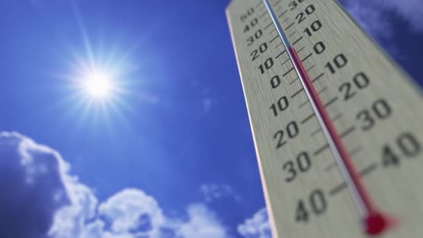 La temperatura baja a -20 menos veinte grados centígrados, primer plano del termómetro. Pronóstico del tiempo animación 3D relacionada — Vídeo de stock