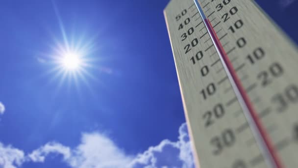 Temperatur fällt auf 0 Grad, Thermometer aus nächster Nähe. Wettervorhersage bezogene 3D-Animation — Stockvideo