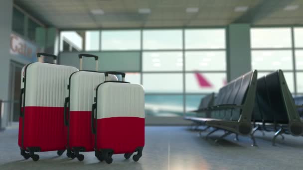 Cestovatelské kufry s maltskou vlajkou. Koncepce maltského cestovního ruchu 3D animace — Stock video