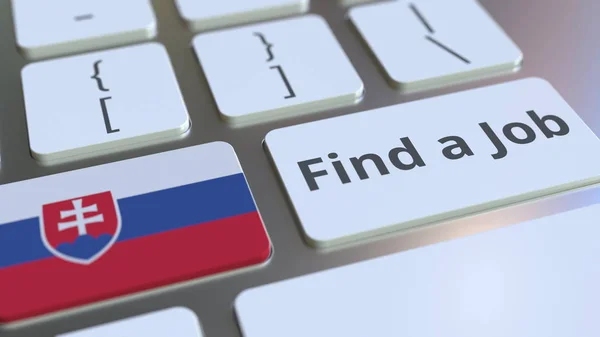 Знайти текст роботи і прапор Словаччини на кнопки на клавіатурі комп'ютера. Концептуальне 3D-рендерінг на зайнятість — стокове фото