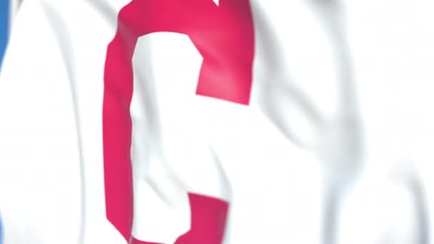 Pływające flaga z Cleveland Indian logo zespołu, zbliżenie. Redakcyjnej pętli animacji 3D — Wideo stockowe