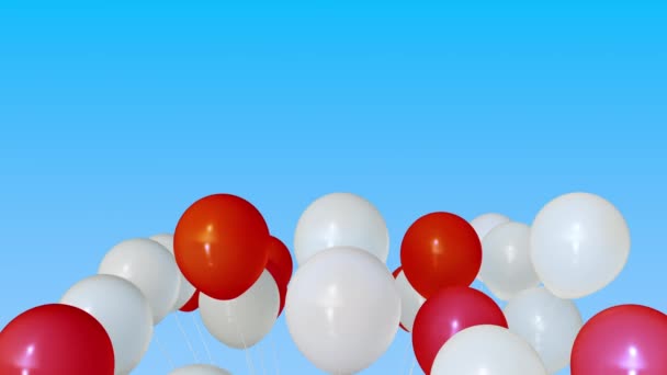 Making a bunch of red and white balloons. Gathering together conceptual 3D animation — Stock Video