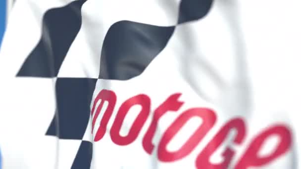 Drapeau avec logo Moto GP, gros plan. Animation 3D en boucle éditoriale — Video