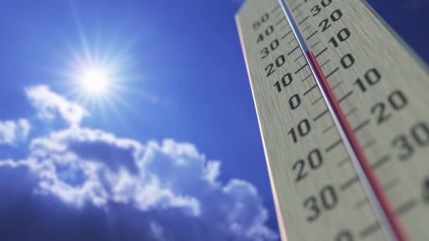 La temperatura baja a 15 menos 15 grados centígrados, primer plano del termómetro. Pronóstico del tiempo animación 3D relacionada — Vídeo de stock