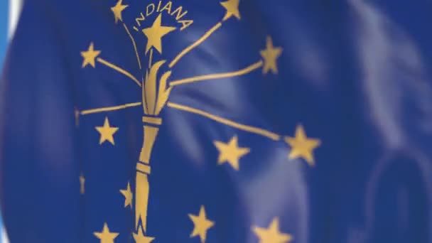 Vliegende vlag van Indiana. Close-up, loop bare 3D-animatie — Stockvideo