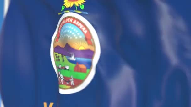 Flygande flagga av Kansas. Närbild, loopbar 3D-animering — Stockvideo
