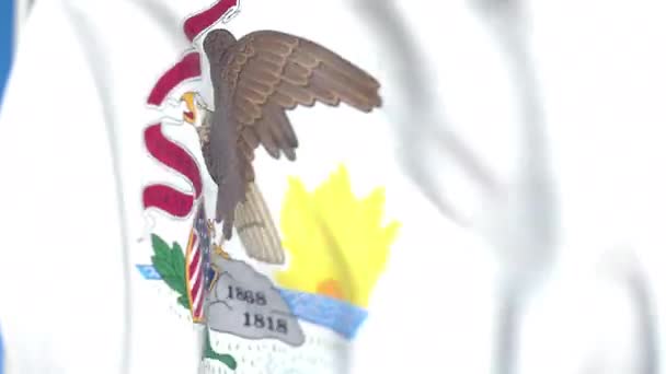 イリノイ州の旗を振る。クローズアップ、ループ可能な3Dアニメーション — ストック動画