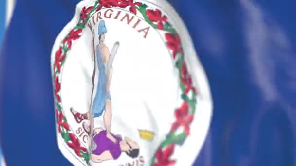 Ondeando la bandera de Virginia. Primer plano, animación en 3D loopable — Vídeos de Stock