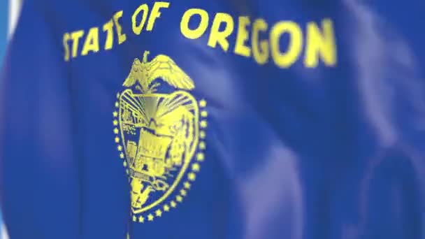 Bandiera dell'Oregon. Avvicinamento, animazione 3D richiudibile — Video Stock