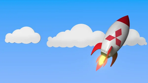 Mitsubishi logo på en raket mockup. Redaktionella framgång relaterade 3D-rendering — Stockfoto