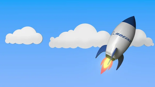 Боїнг логотип на макет ракети. Редакційний успіх пов'язаних 3D рендеринга — стокове фото