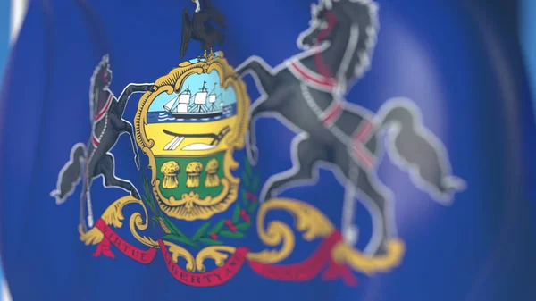 Pensilvanya bayrağı. Yakın çekim 3d render — Stok fotoğraf