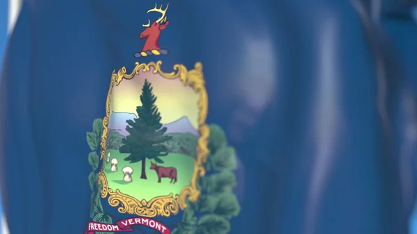 Vermont'un dalgalı bayrağı. Yakın çekim 3d render — Stok fotoğraf