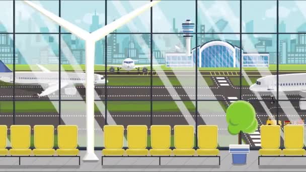 Obecné letiště, smykliitelná Kreslená animace — Stock video
