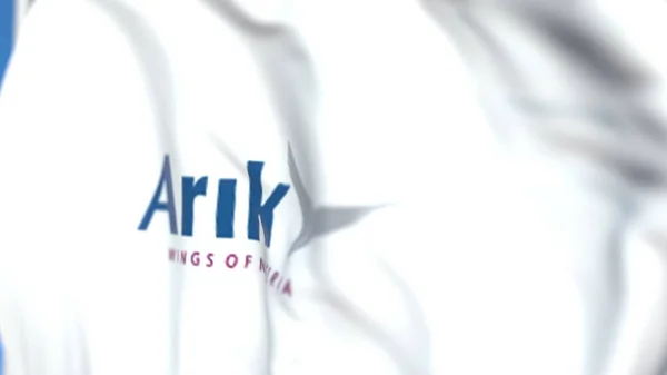 Flagge mit Arik Air Logo, Nahaufnahme. redaktionelles 3D-Rendering — Stockfoto