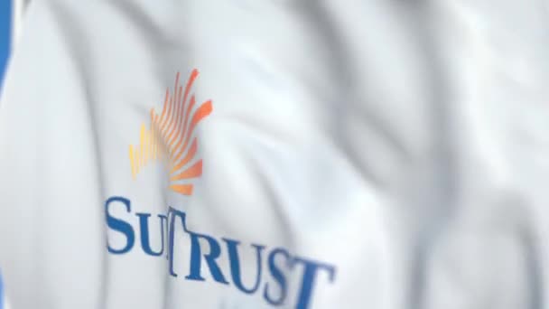 Розмахуючи прапором з SunTrust банки логотип, Крупний план. Редакційна анімація 3D-анімації — стокове відео