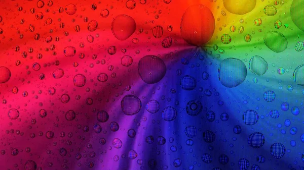 Gotas de agua en la pantalla LCD del arco iris, macro disparo —  Fotos de Stock