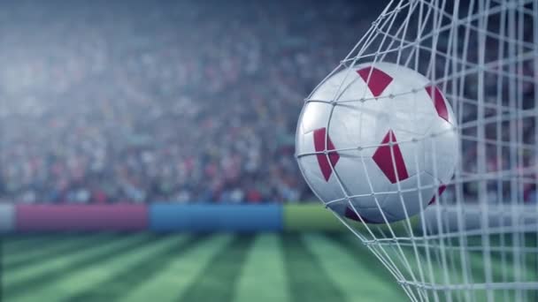 Bandiera di Malta sul calcio colpire rete gol indietro. Animazione realistica al rallentatore 3D — Video Stock