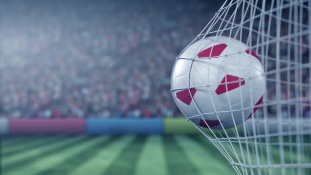Прапор Польщі на балу у футбольній мережі. Концептуальна 3D анімація — стокове відео
