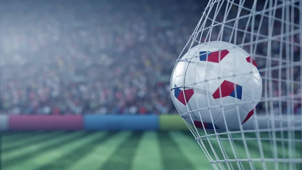 Bandeira da República Checa no futebol batendo gol net de volta. Renderização 3D realista — Fotografia de Stock