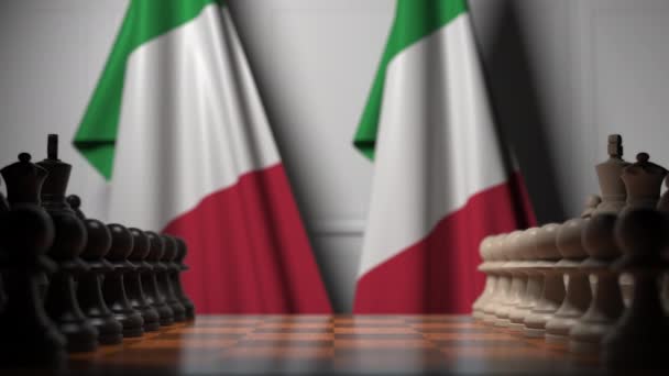 Šachovnice proti italské vlajky — Stock video