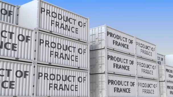 Containers met product van Frankrijk-tekst, loop bare 3D-animatie — Stockvideo