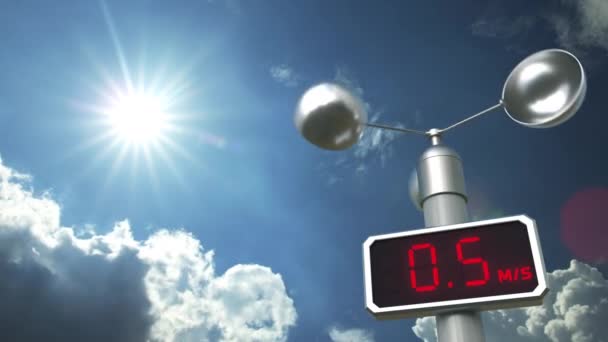 L'anemometro mostra 20 metri al secondo di velocità del vento. Previsioni meteo relative animazione 3D — Video Stock