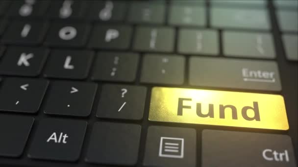 Teclado de computador preto e chave de fundo de ouro. Animação 3D conceitual — Vídeo de Stock