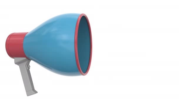 Konuşma balonunda teşekkür mesajı olan mavi hoparlör. Kavramsal 3d canlandırması — Stok video