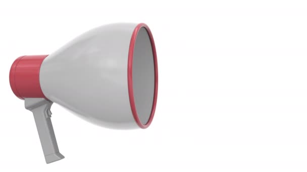 Серый мегафон с хэштегом METOO на пузыре речи. Концептуальная 3D анимация — стоковое видео