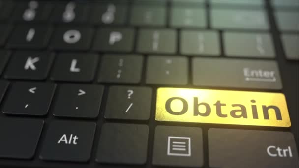 Teclado de ordenador negro y oro obtener clave. Animación 3D conceptual — Vídeo de stock