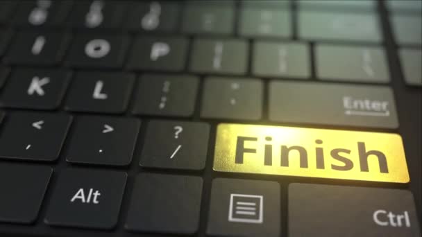 Teclado de computador preto e chave de acabamento dourado. Animação 3D conceitual — Vídeo de Stock