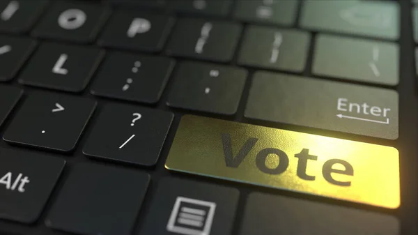 Tastiera nera del computer e tasto di voto oro. Rendering 3D concettuale — Foto Stock