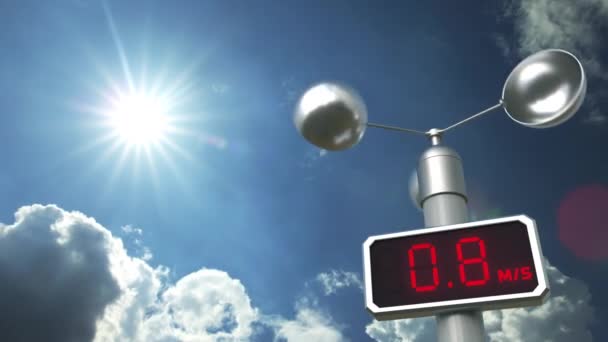 Anemometer visar 30 meter per sekund vindhastighet. Väderprognos relaterad 3D-animation — Stockvideo