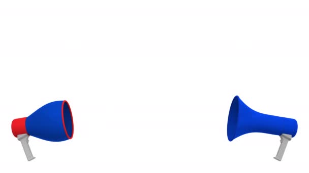 메가폰에서 말하는 풍선을 탄 이스라엘 과 러시아의 국기입니다. 문화간 대화 또는 국제 대화 3D 애니메이션 관련 — 비디오