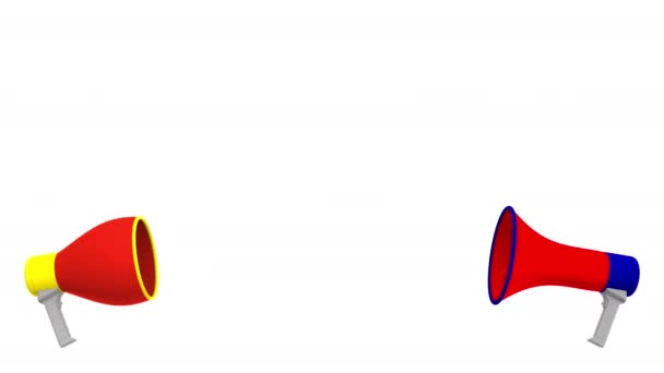 Pęcherzyki mowy z flagami Tajwanu i Chin i kolumn. Dialog międzykulturowy lub rozmowy międzynarodowe związane z animacją 3D — Wideo stockowe