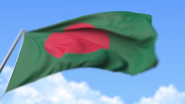 Drapeau national du Bangladesh, vue à angle bas. Animation 3D au ralenti réaliste bouclable — Video