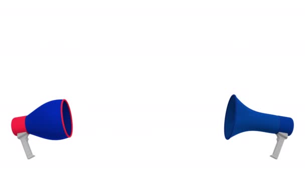 Burbujas de habla con banderas de Finlandia y Francia. Diálogo intercultural o charlas internacionales relacionadas con la animación 3D — Vídeo de stock