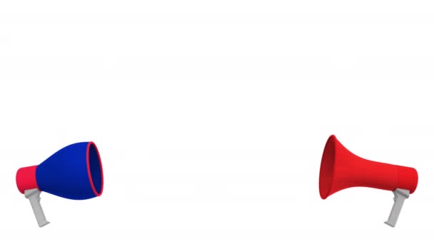 Выступления с флагами Швейцарии и Франции. Межкультурный диалог или международные переговоры о 3D анимации — стоковое видео